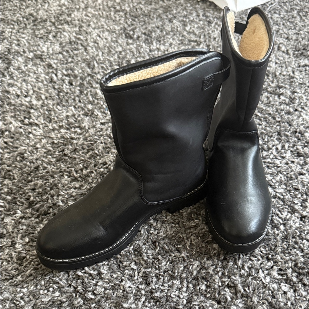 Nautica Oren Black Leather Boots with Warm Lining Size 8.5 - Picture 3 of 8